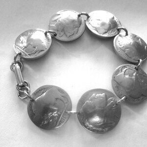 Antique Buffalo/ Indian Nickel bracelet- free shipping!